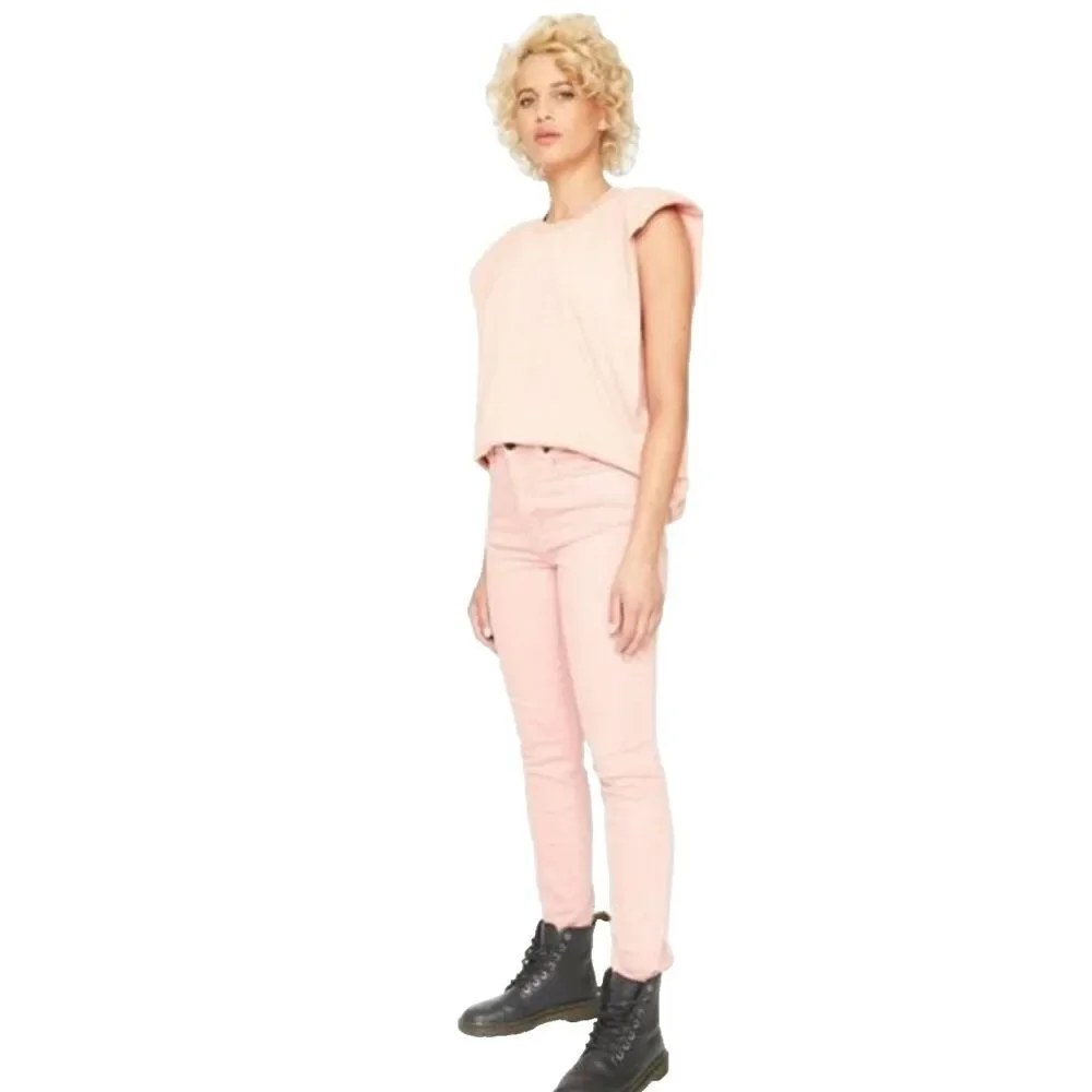 FP x Sandrine Rose Embroidered Jeans Palm Tree High Waist Stretch Sz 27 Petal